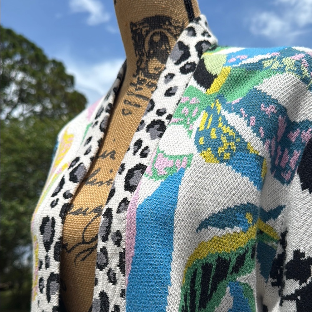 Maeve Anthropologie Savannah Contrast Colorful Patterned Cardigan Size XS - Picture 5 of 14